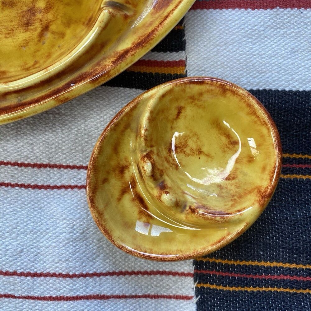 Vintage 1960’s Ashtray Set Of 3! Psychedelic. Boho. Glazed Pottery. Hippie. - Picture 3 of 11